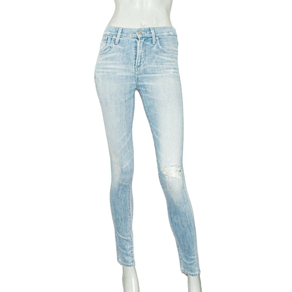 AGOLDE Sophie Skinny Denim Jeans light wash Rip distressed 24
